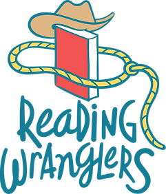 Reading Wranglers Logo which shows a book wearing a cowboy hay and encircled by a lasso